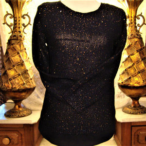JENNIFER LOPEZ  Navy sequin knit Sweater NWT M